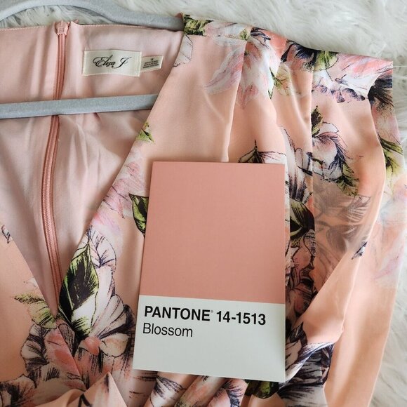 Eliza J Maxi Dress Womens‎ 18 Pink Floral Ruffle High Low Blush V-Neck Spring - Picture 16 of 16